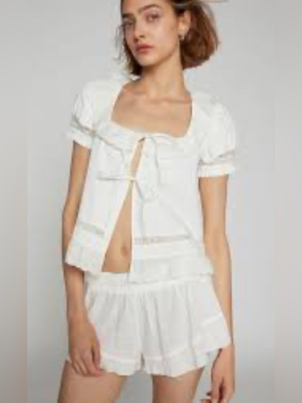 KIMCHI BLUE COTTAGE-CORE COTTON BLOUSE WHITE LARGE